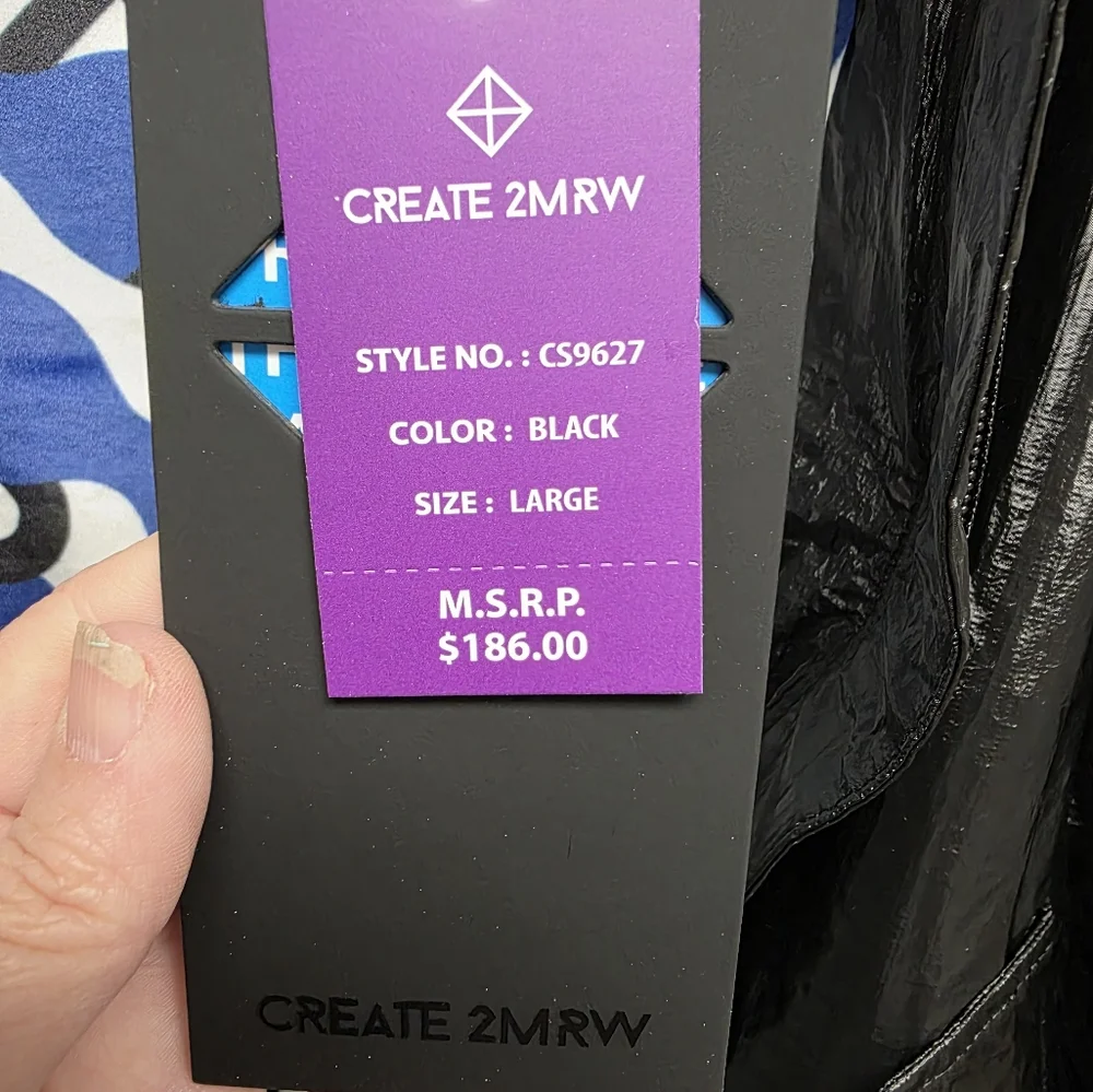 NWT Men's CREATE 2MRW Black And White Bomber Jacket‎ Size Large